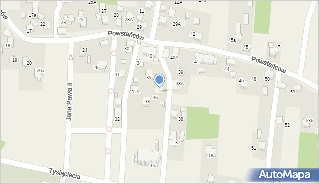 Turza Śląska, Powstańców, 36a, mapa Turza Śląska