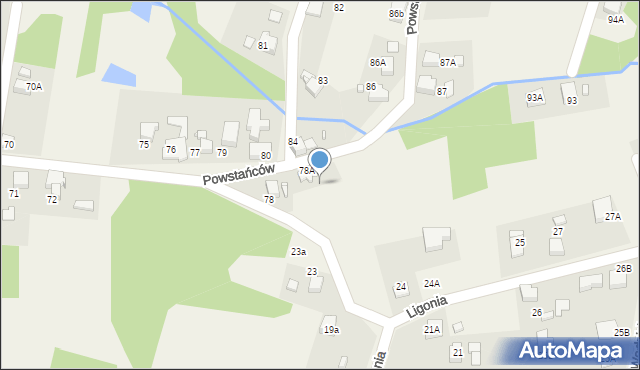 Turza Śląska, Powstańców, 84A, mapa Turza Śląska