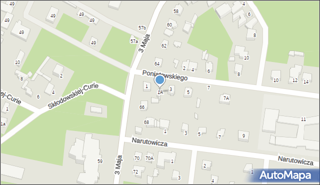 Tuszyn, Poniatowskiego, 1A, mapa Tuszyn