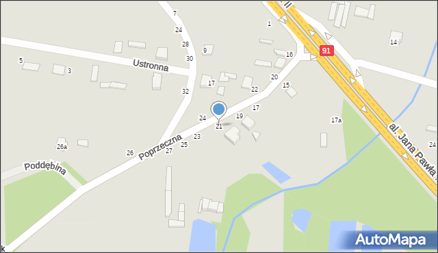 Tuszyn, Poprzeczna, 21, mapa Tuszyn