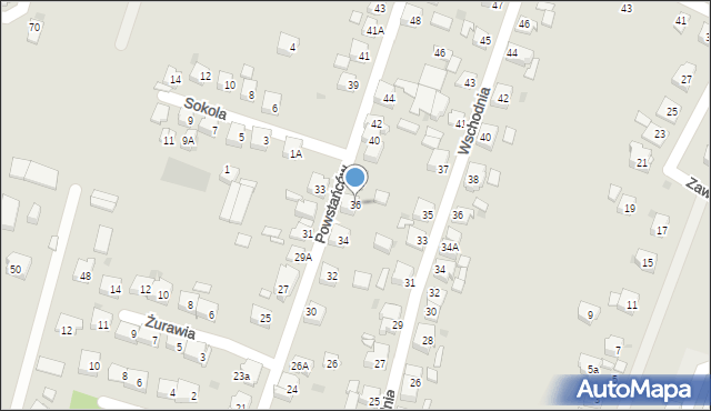 Tychy, Powstańców, 36, mapa Tychów