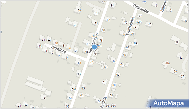 Tychy, Powstańców, 74, mapa Tychów