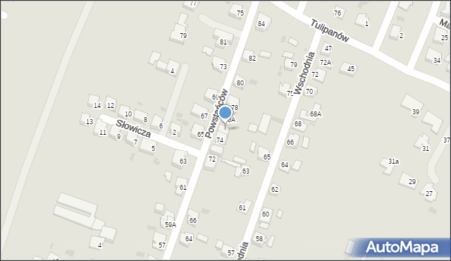 Tychy, Powstańców, 76, mapa Tychów