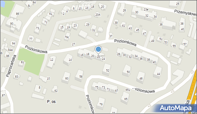 Tychy, Poziomkowa, 22, mapa Tychów