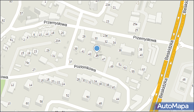 Tychy, Poziomkowa, 45, mapa Tychów