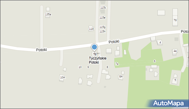Tyczyn, Potoki, 7B, mapa Tyczyn