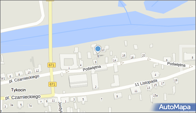 Tykocin, Poświętna, 8, mapa Tykocin