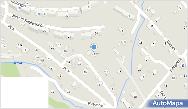 Ustrzyki Dolne, Polskiego Czerwonego Krzyża, 8, mapa Ustrzyki Dolne