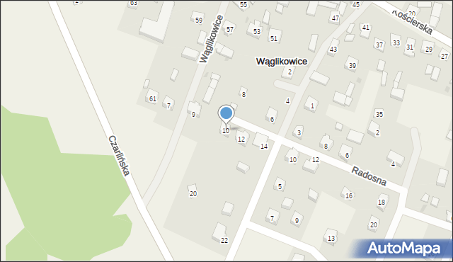 Wąglikowice, Pogodna, 10, mapa Wąglikowice