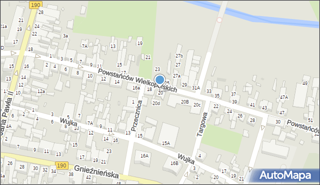Wągrowiec, Powstańców Wielkopolskich, 20, mapa Wągrowiec