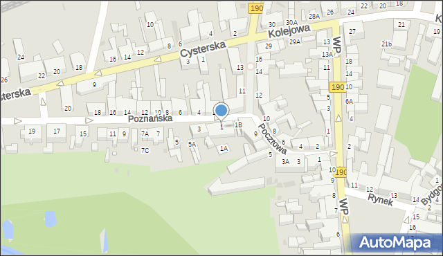 Wągrowiec, Poznańska, 1, mapa Wągrowiec