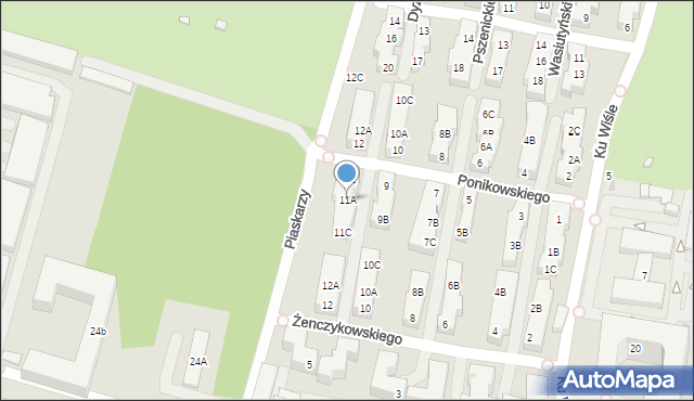 Warszawa, Ponikowskiego Antoniego, 11A, mapa Warszawy