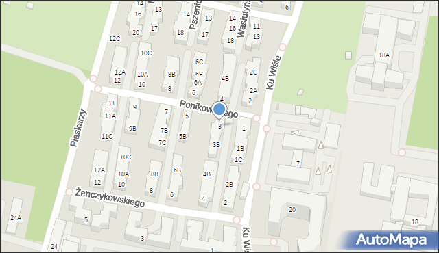 Warszawa, Ponikowskiego Antoniego, 3, mapa Warszawy