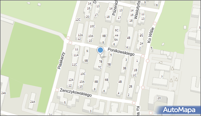 Warszawa, Ponikowskiego Antoniego, 7A, mapa Warszawy