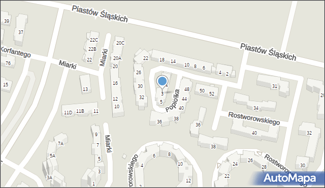 Warszawa, Popiołka Romana, 3, mapa Warszawy