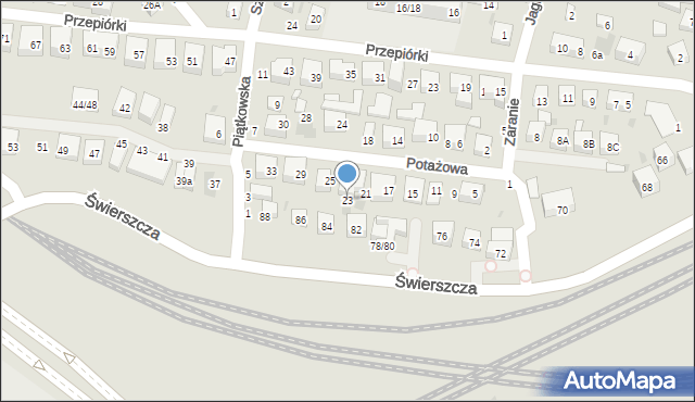 Warszawa, Potażowa, 23, mapa Warszawy