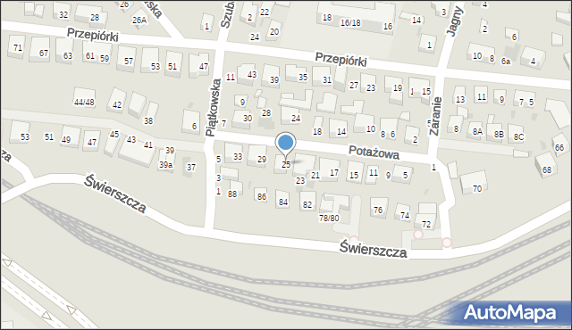 Warszawa, Potażowa, 25, mapa Warszawy