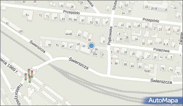 Warszawa, Potażowa, 39b, mapa Warszawy