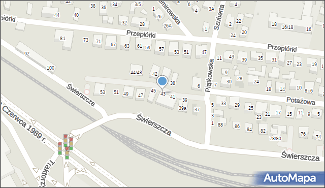 Warszawa, Potażowa, 43, mapa Warszawy