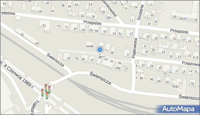 Warszawa, Potażowa, 45, mapa Warszawy