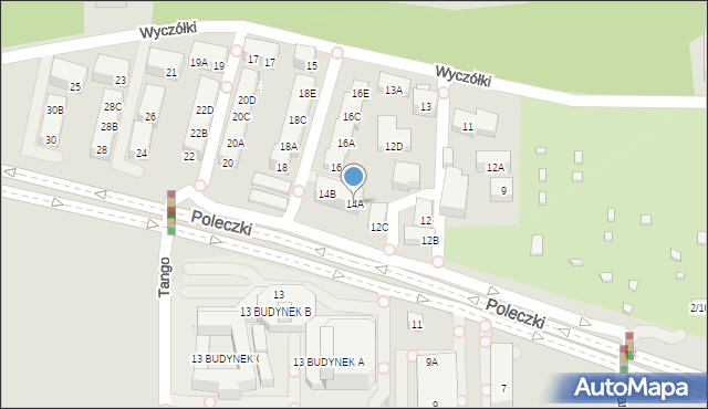 Warszawa, Poleczki, 14A, mapa Warszawy