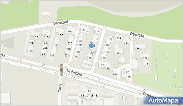Warszawa, Poleczki, 18A, mapa Warszawy