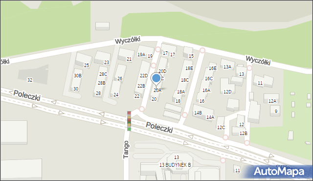 Warszawa, Poleczki, 20A, mapa Warszawy