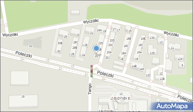 Warszawa, Poleczki, 22, mapa Warszawy