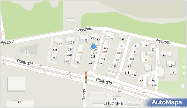 Warszawa, Poleczki, 22C, mapa Warszawy