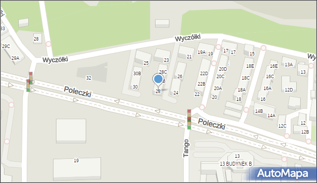 Warszawa, Poleczki, 28, mapa Warszawy