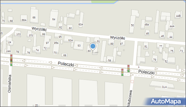 Warszawa, Poleczki, 60a, mapa Warszawy