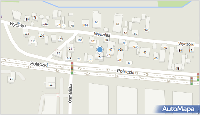 Warszawa, Poleczki, 74, mapa Warszawy