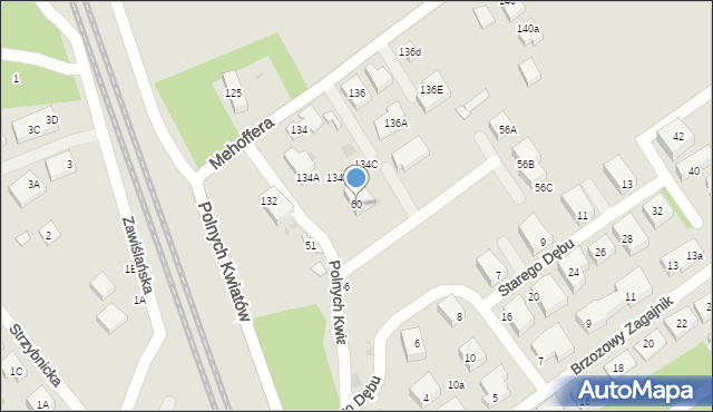 Warszawa, Polnych Kwiatów, 60, mapa Warszawy