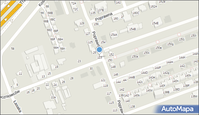 Warszawa, Poprawna, 123, mapa Warszawy