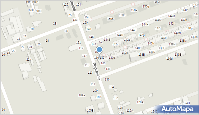 Warszawa, Poprawna, 136/142, mapa Warszawy