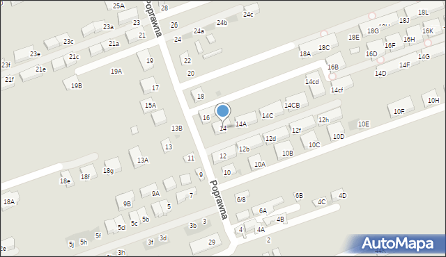 Warszawa, Poprawna, 14, mapa Warszawy