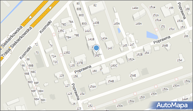 Warszawa, Poprawna, 141, mapa Warszawy