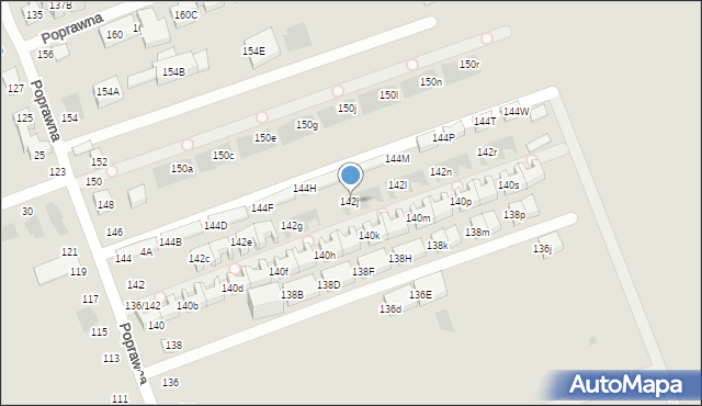 Warszawa, Poprawna, 142j, mapa Warszawy