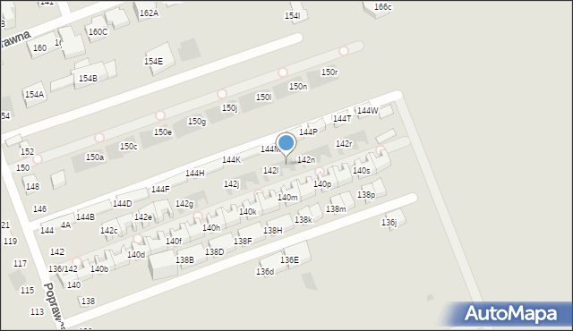 Warszawa, Poprawna, 142m, mapa Warszawy