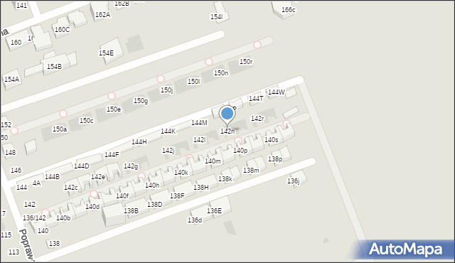 Warszawa, Poprawna, 142n, mapa Warszawy