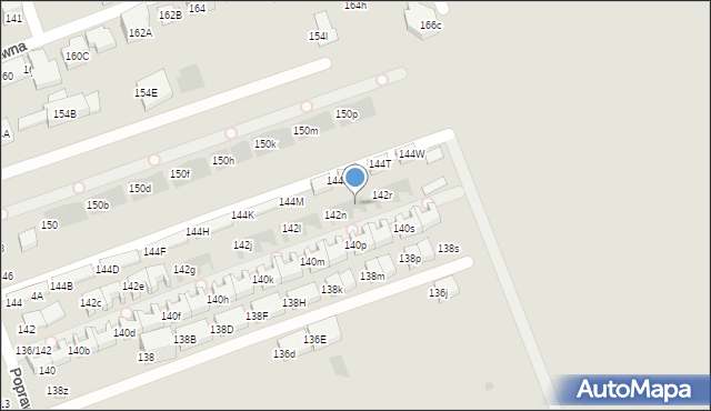 Warszawa, Poprawna, 142p, mapa Warszawy