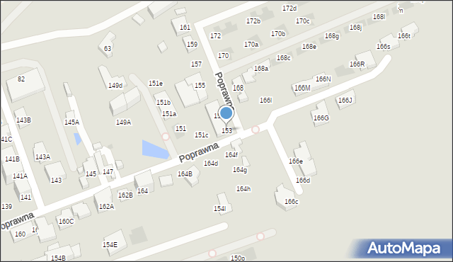 Warszawa, Poprawna, 153, mapa Warszawy