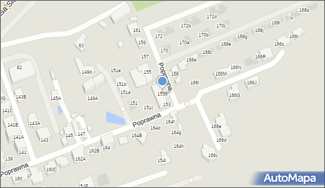 Warszawa, Poprawna, 153b, mapa Warszawy