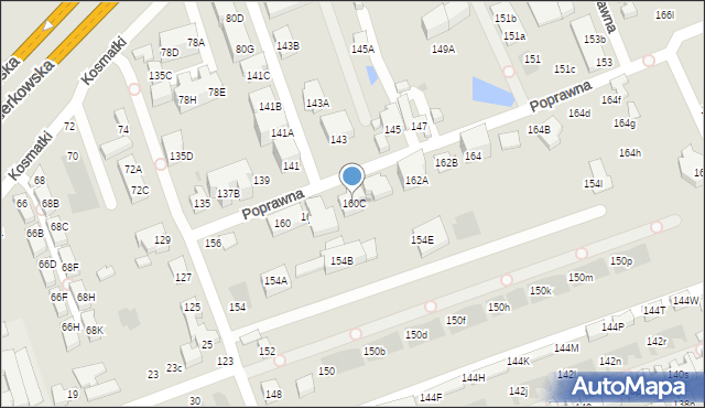 Warszawa, Poprawna, 160C, mapa Warszawy
