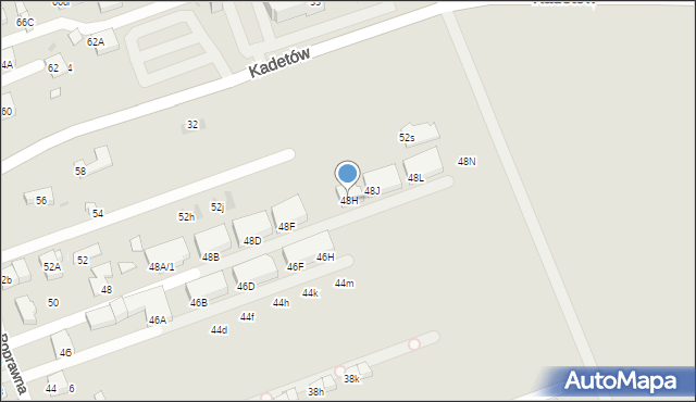Warszawa, Poprawna, 48H, mapa Warszawy