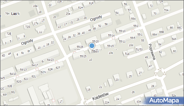 Warszawa, Poprawna, 55/23, mapa Warszawy