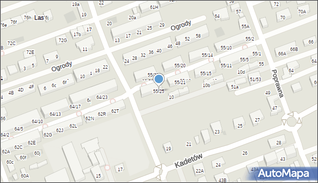 Warszawa, Poprawna, 55/25, mapa Warszawy