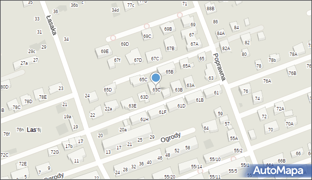 Warszawa, Poprawna, 63C, mapa Warszawy