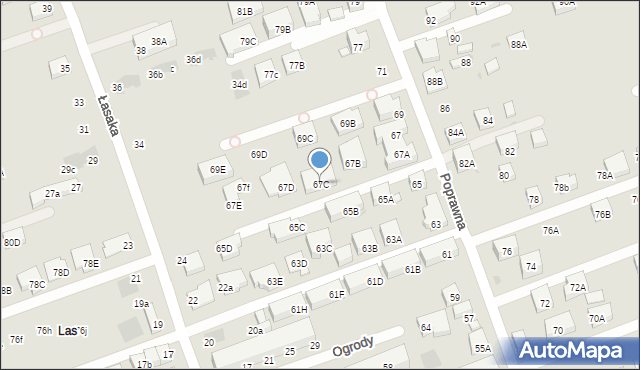 Warszawa, Poprawna, 67C, mapa Warszawy