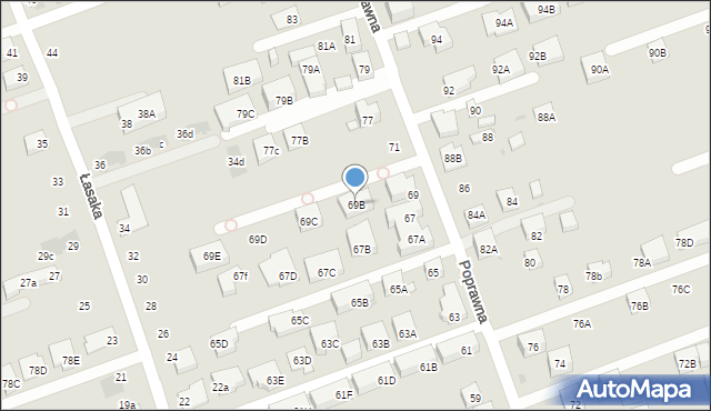 Warszawa, Poprawna, 69B, mapa Warszawy